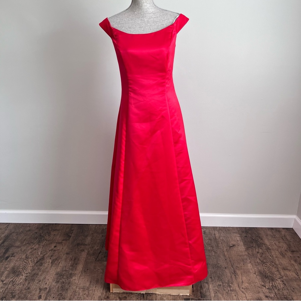 Vintage 80s Jessica McClintock Bridal Gown Satin Maxi Dress Red Gunne Sax 8